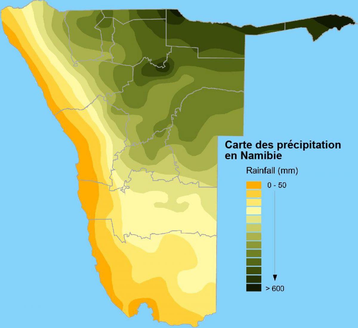 地図のナミビアの降雨