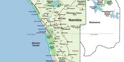 の地図のナミビア